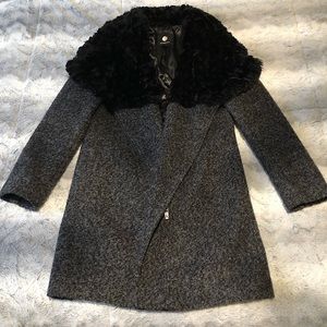 Jessica Grey Trench Coat with Faux Fur